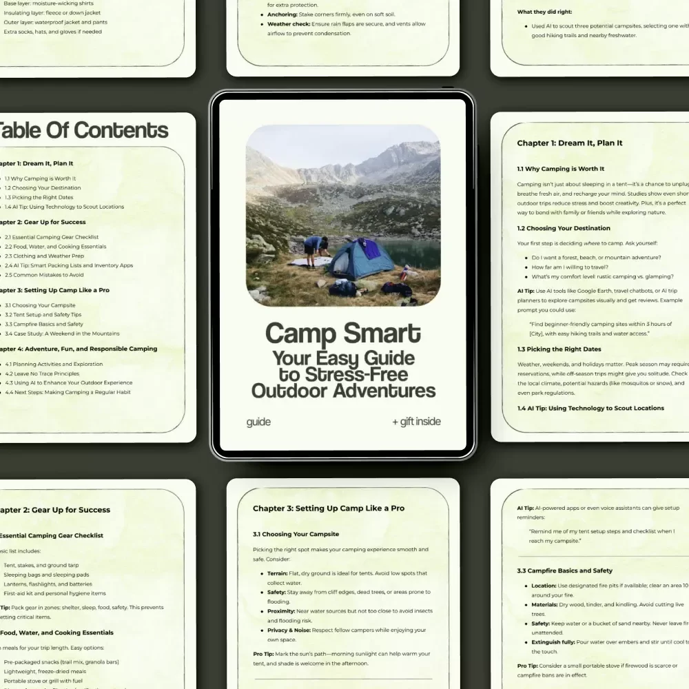 Camp Smart: Your Easy Guide to Stress-Free Outdoor Adventures | How to Plan a Camping Trip Guide, Beginner Camping eBook, Outdoor Checklist Download