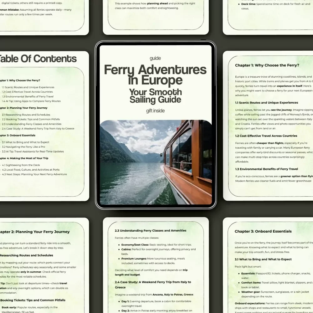 Ferry Adventures in Europe: Your Smooth Sailing Guide | How to Travel by Ferry in Europe eBook, Ferry Travel Planner, Europe Transport Guide, Digital Download