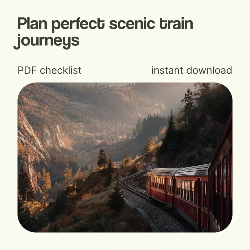 The Ultimate Scenic Train Travel Checklist – Scenic Train Travel Routes Planner, Rail Journey Guide, Travel Packing Checklist, Digital Download for Adventure Travelers
