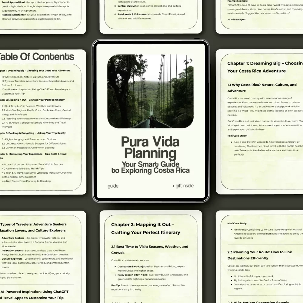 Pura Vida Planning: Your Smart Guide to Exploring Costa Rica – How to Plan a Trip to Costa Rica Travel Guide, Digital Download eBook, Vacation Planner Checklist