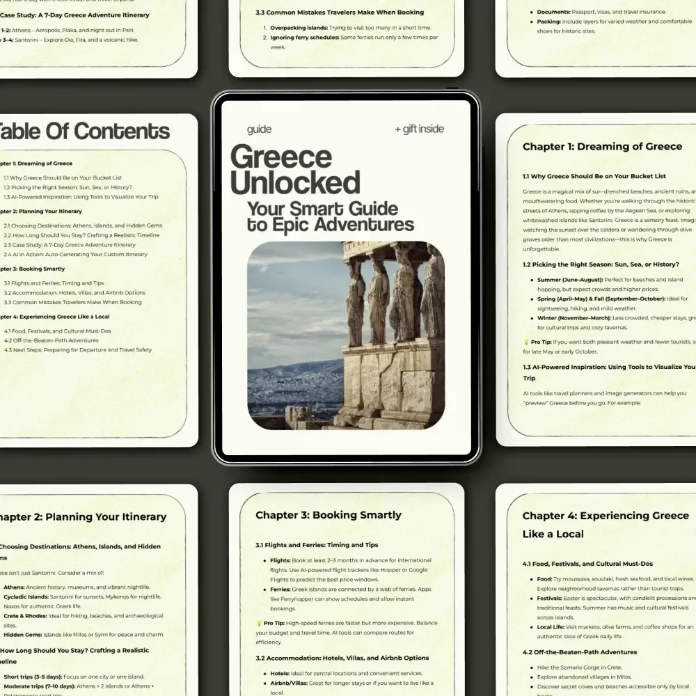 Greece Unlocked: Your Smart Guide to Epic Adventures | How to Plan a Trip to Greece Travel Guide, Digital Download Itinerary Planner