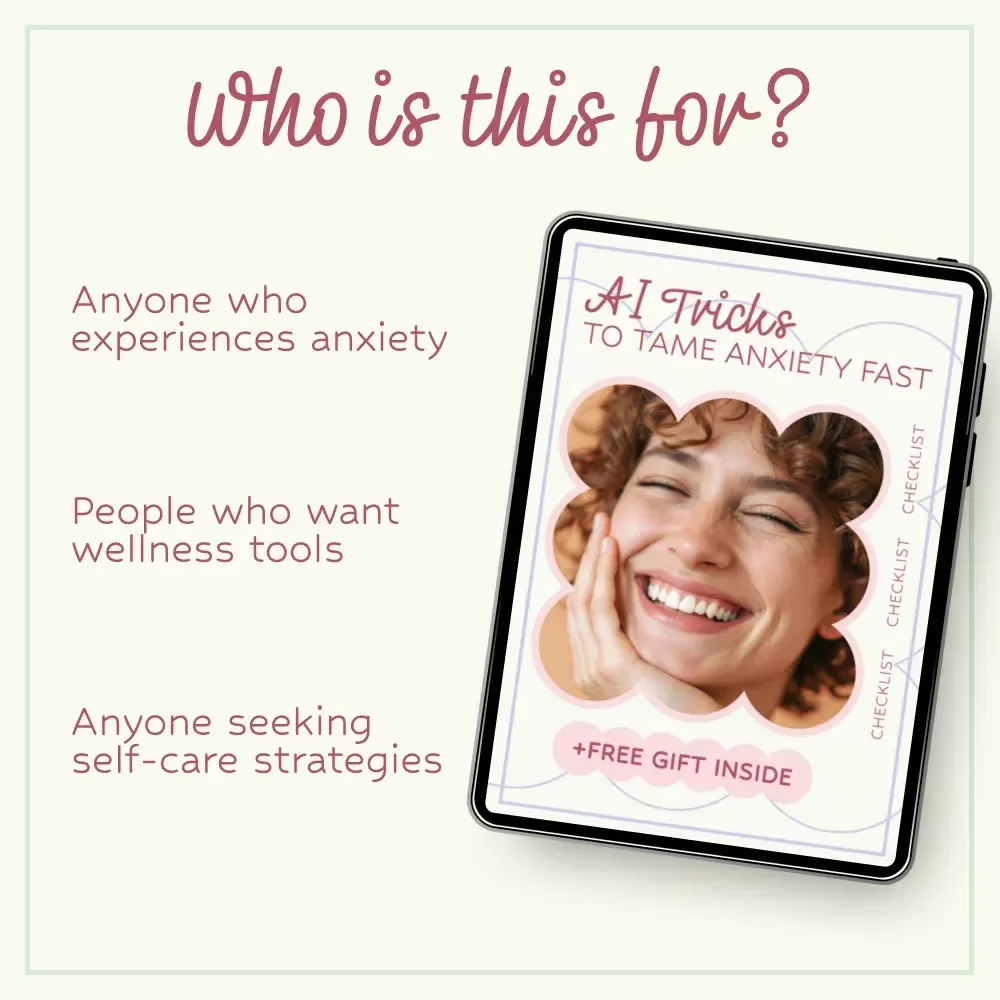 AI Tricks to Tame Anxiety Fast – AI Suggestions for Managing Anxiety Symptoms Checklist, Instant Calm Prompts, Mental Wellness Digital Download