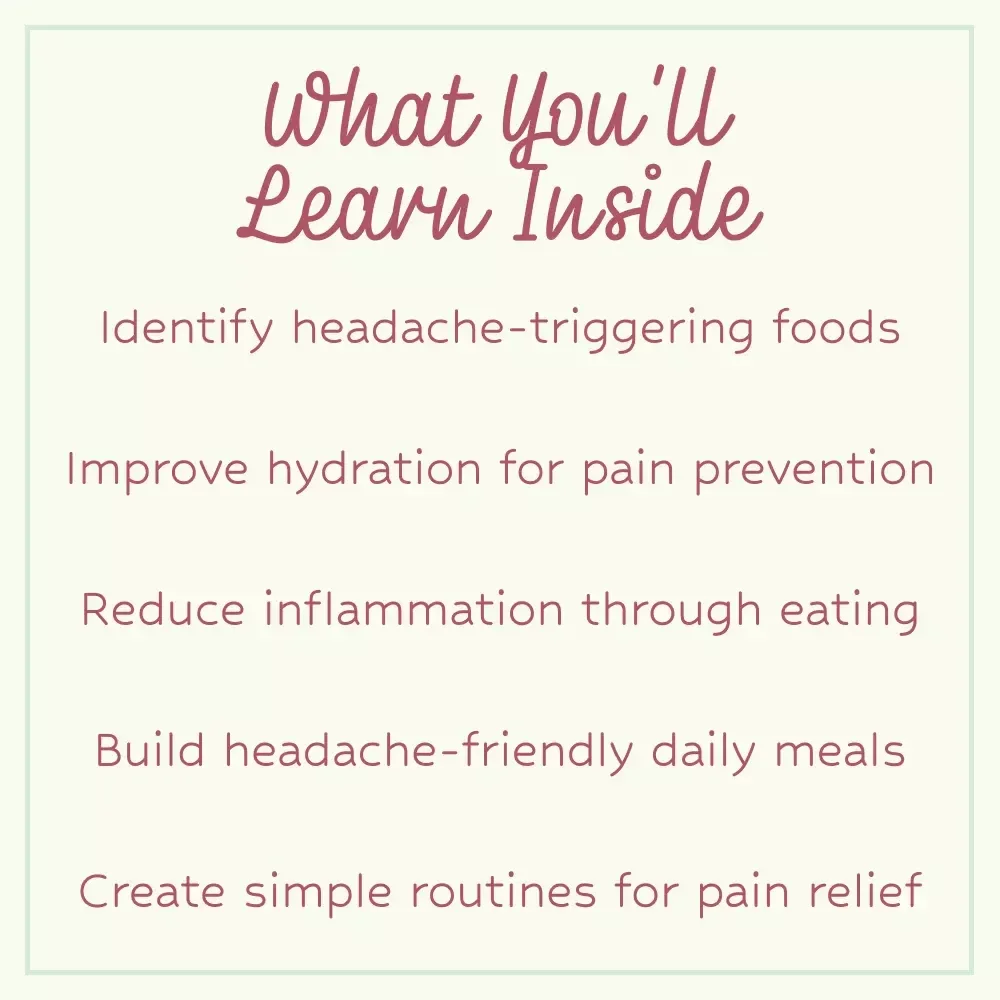 Headache Hero: Your Feel-Better Food Checklist | What Foods Help Reduce Headaches Guide | Printable Wellness Checklist, Migraine Relief Diet Tracker