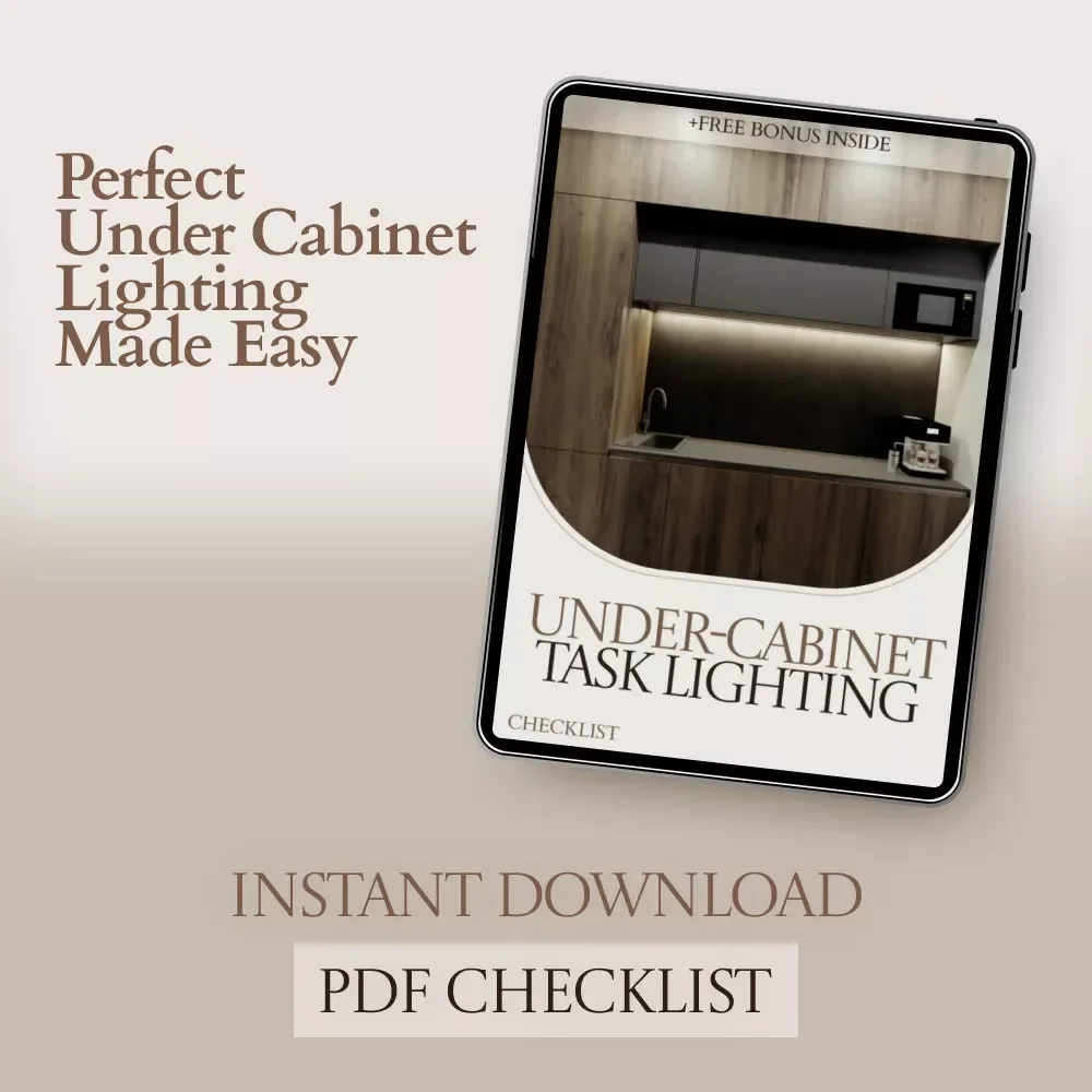 Under-Cabinet Task Lighting Checklist, Kitchen Lighting Planner Guide, under cabinet task lighting Setup, DIY Lighting Design & Installation Printable