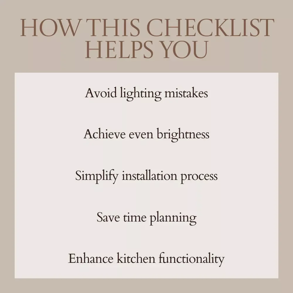Under-Cabinet Task Lighting Checklist, Kitchen Lighting Planner Guide, under cabinet task lighting Setup, DIY Lighting Design & Installation Printable
