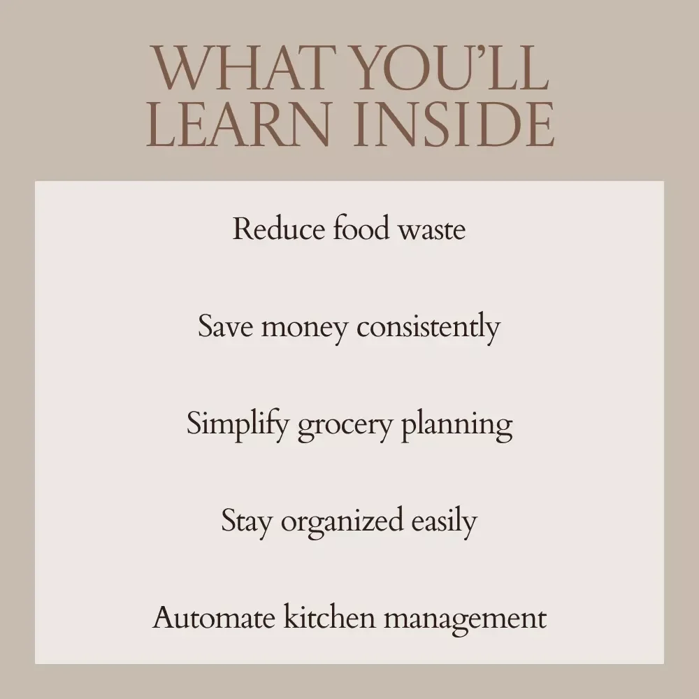 Smart Kitchen Inventory System | Kitchen Inventory Tracker Guide, AI-Powered Pantry Organizer eBook, Food Storage Checklist, Meal Planning & Smart Restocking System