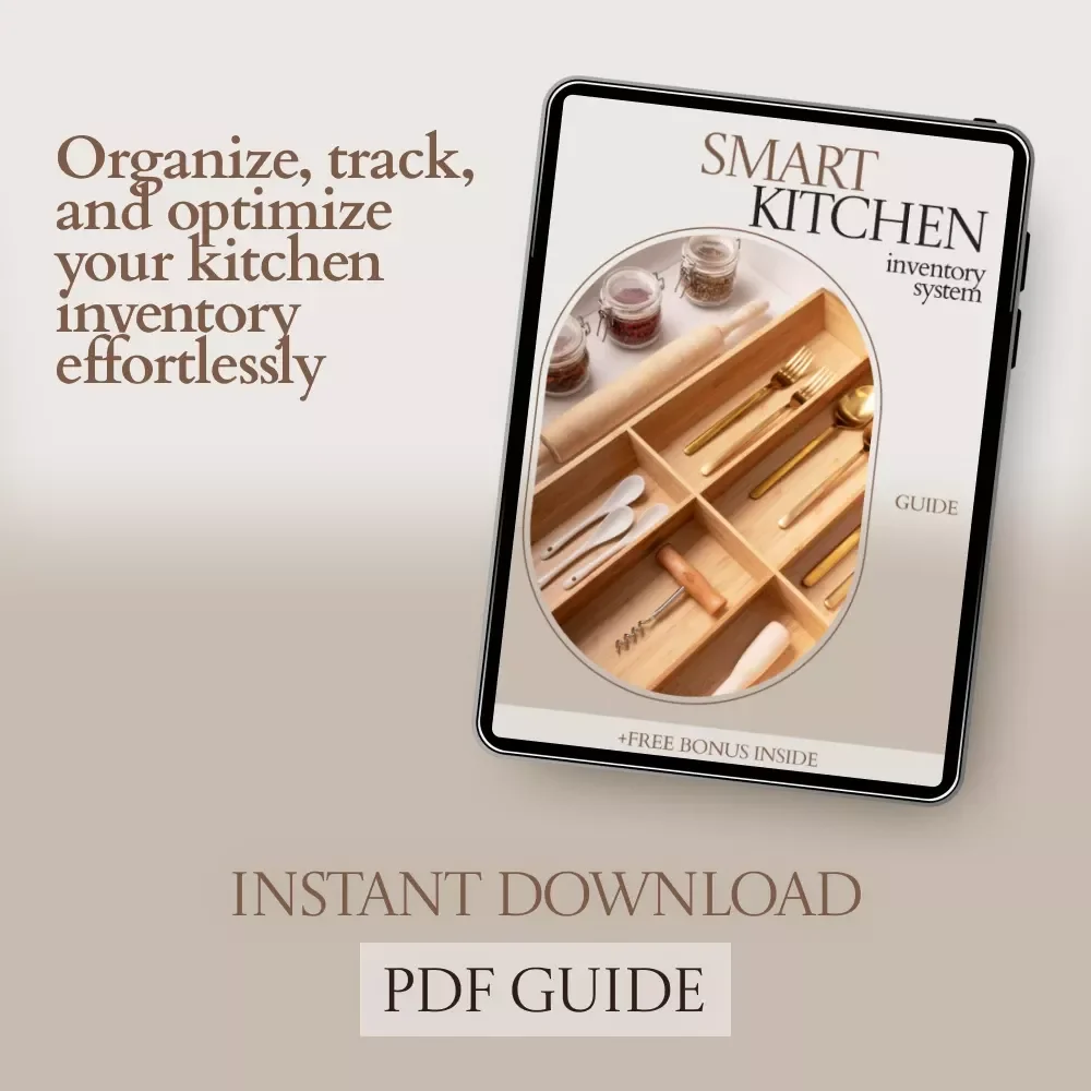 Smart Kitchen Inventory System | Kitchen Inventory Tracker Guide, AI-Powered Pantry Organizer eBook, Food Storage Checklist, Meal Planning & Smart Restocking System
