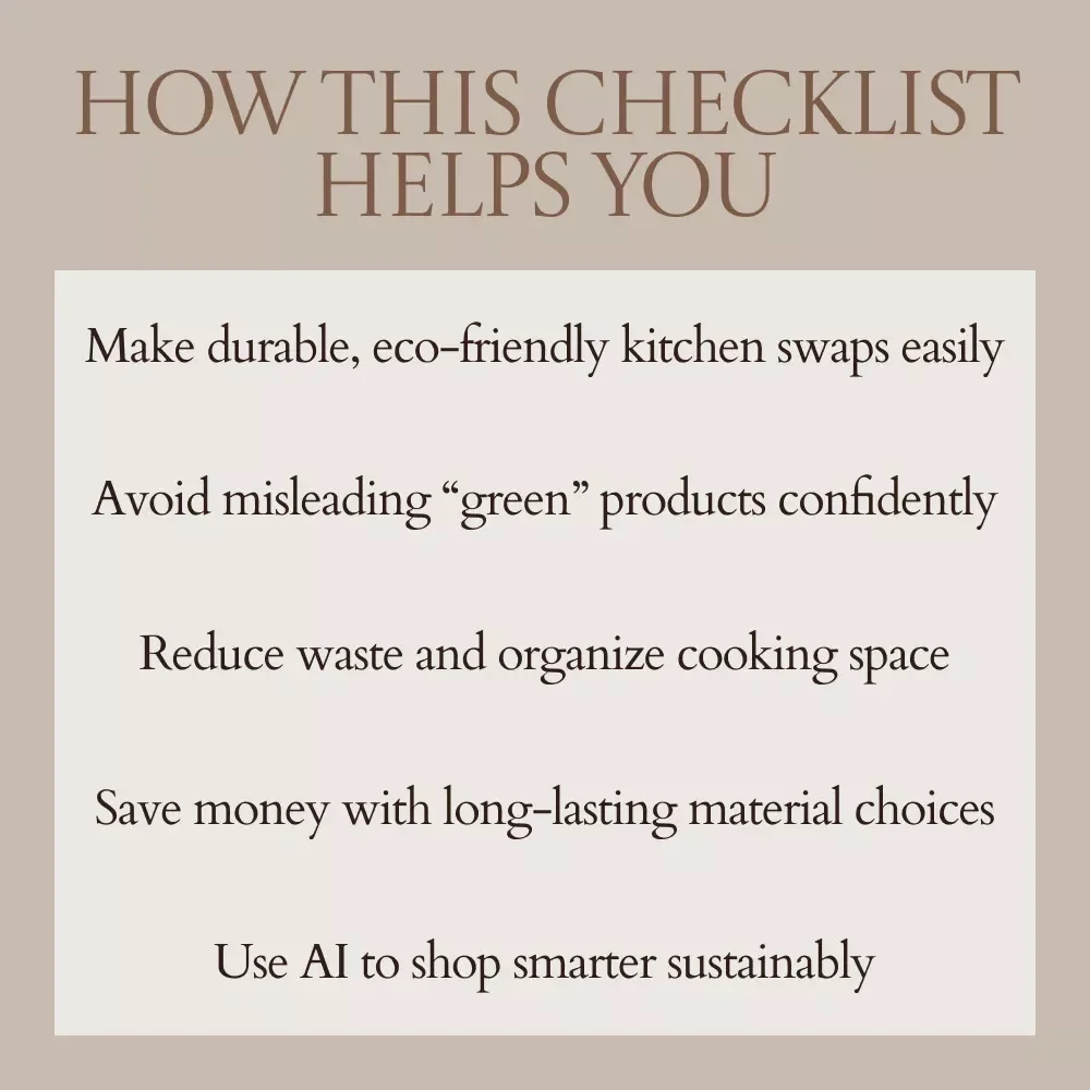 Sustainable Kitchen Materials Checklist | Eco-Friendly Kitchen Guide | Low-Waste Kitchen Essentials | Smart Sustainable Kitchen Materials Planner