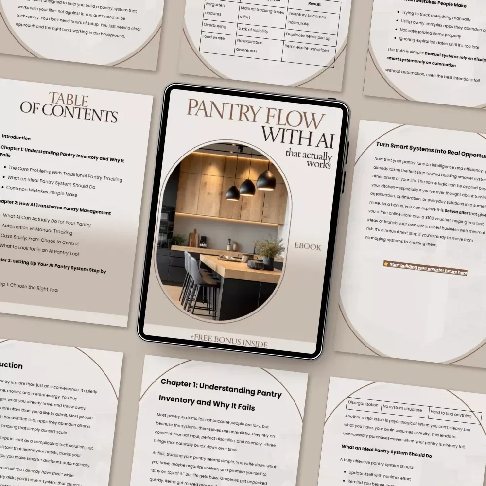 Pantry Flow With AI That Actually Works – Smart Kitchen Organization eBook | AI Tools for Pantry Inventory Tracking Guide | Digital Download for Efficient Grocery & Food Management
