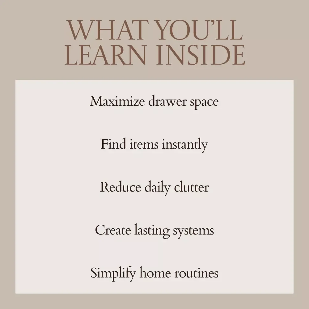 Smart Drawer Organization Guide – In Drawer Organization Systems, Declutter Checklist, Home Storage Layout Planner, Kitchen Drawer Makeover eBook