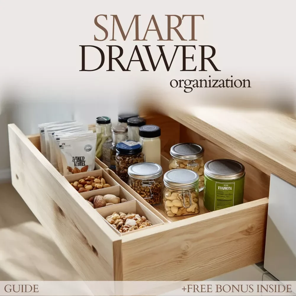 Smart Drawer Organization Guide – In Drawer Organization Systems, Declutter Checklist, Home Storage Layout Planner, Kitchen Drawer Makeover eBook
