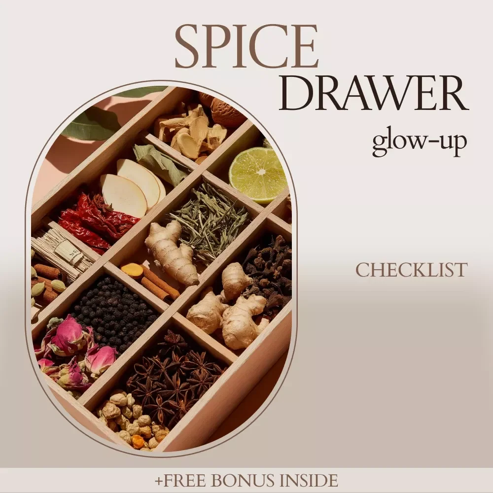 Spice Drawer Glow-Up Checklist – How to Organize Spice Drawer, Kitchen Organization Guide, Printable Spice Declutter System, Easy Pantry Reset