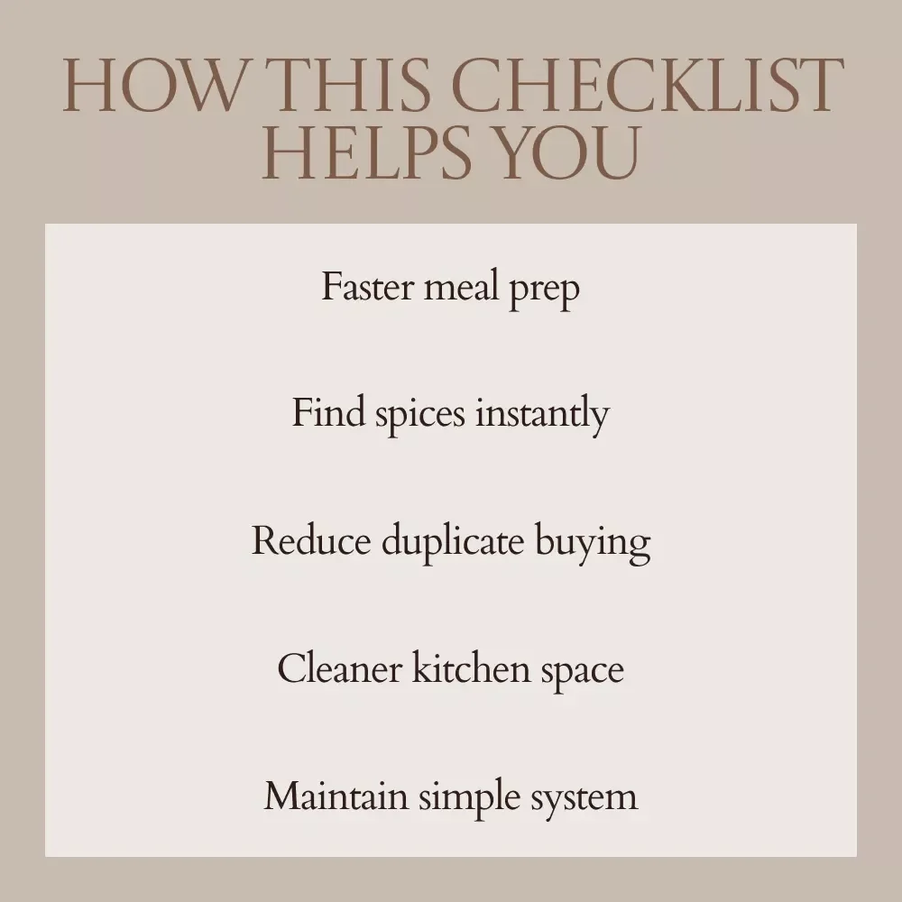 Spice Drawer Glow-Up Checklist – How to Organize Spice Drawer, Kitchen Organization Guide, Printable Spice Declutter System, Easy Pantry Reset