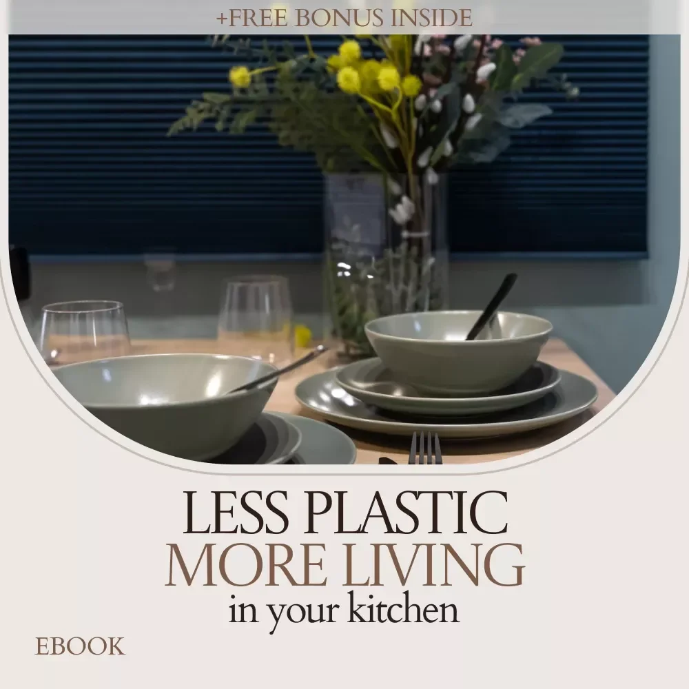 Less Plastic More Living in Your Kitchen – A Practical Guide on how to reduce single use plastic in kitchen | Eco-Friendly Living eBook, Low Waste Kitchen Tips, Sustainable Home Checklist