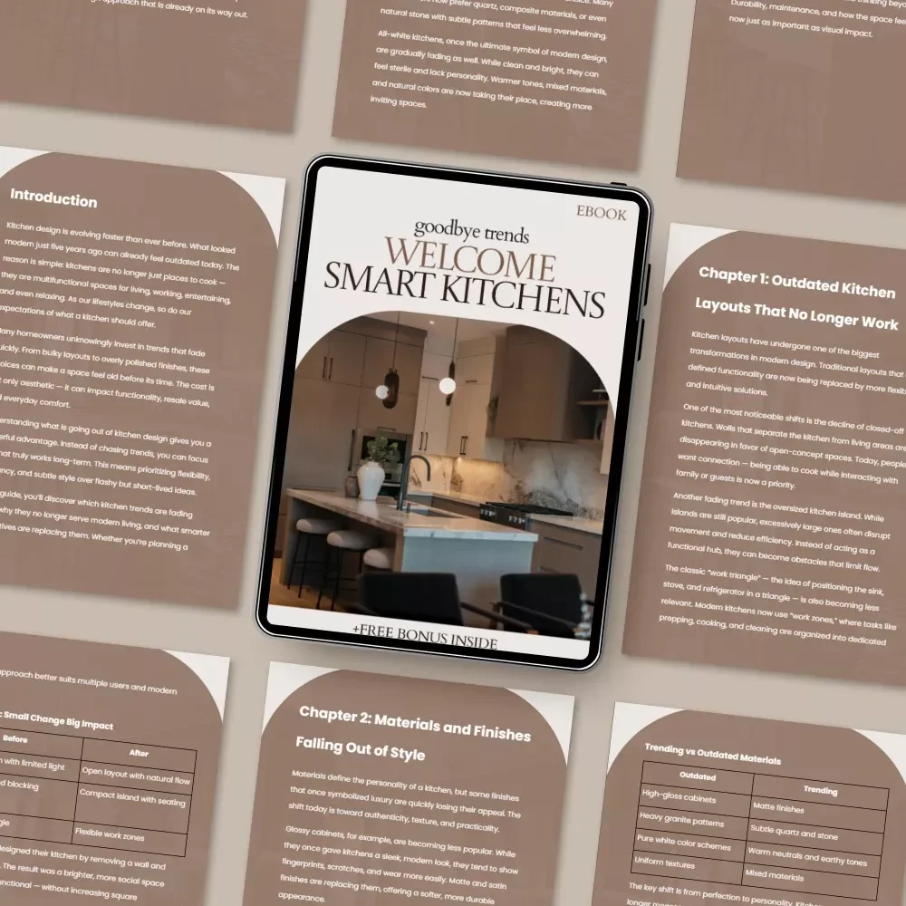 Goodbye Trends Welcome Smart Kitchens – eBook Guide on What Is Going Out in Kitchen Design, Modern Kitchen Upgrade Checklist, Timeless Kitchen Design Tips, Digital Download