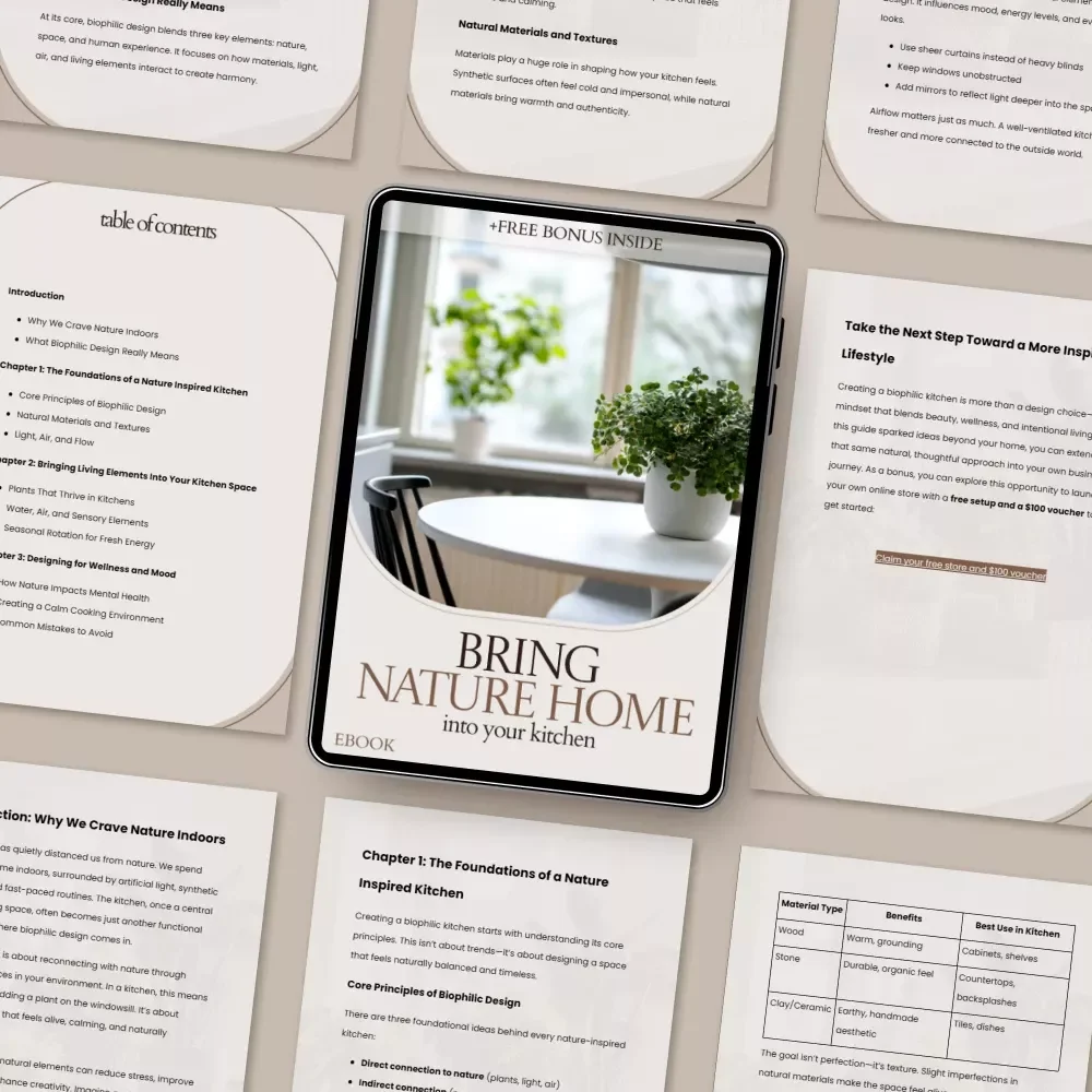 Bring Nature Home Into Your Kitchen – Biophilic Design in Kitchen eBook Guide, Natural Living Kitchen Planner, Wellness & Sustainable Kitchen Design Digital Download