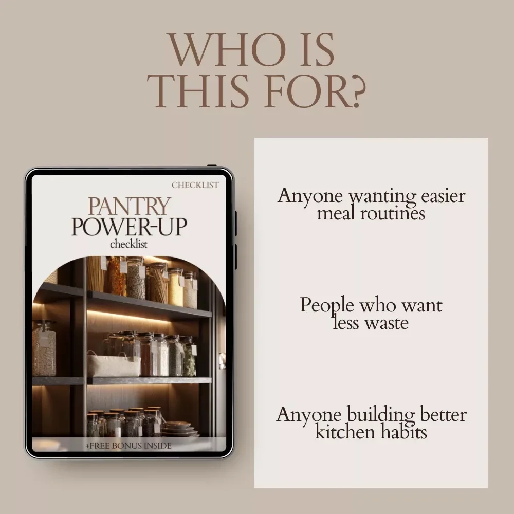 Pantry Power-Up Checklist | Pantry Staples Checklist for Smart Kitchen Organization, Easy Meals & No-Waste Planning Digital Download