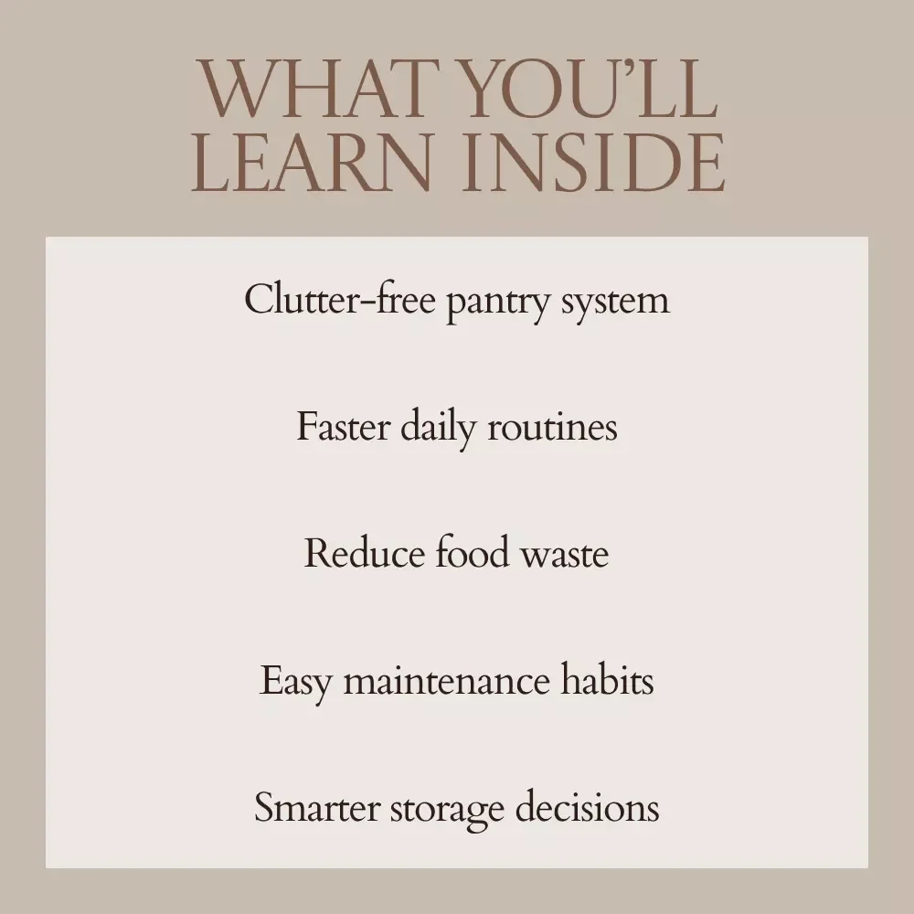 Pantry Organization That Actually Stays That Way – Clear Container System Guide, Pantry Organization with Clear Containers eBook, Declutter Checklist & Storage Strategy