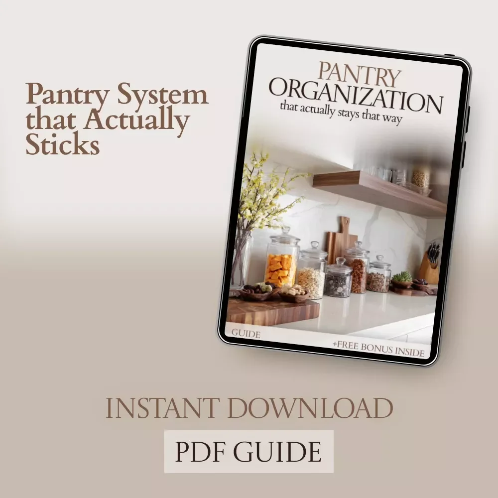 Pantry Organization That Actually Stays That Way – Clear Container System Guide, Pantry Organization with Clear Containers eBook, Declutter Checklist & Storage Strategy