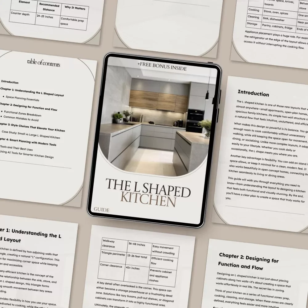 The L Shaped Kitchen – Complete l shaped kitchen design Guide for Functional Layouts, Smart Planning & Modern Kitchen Styling (Digital Download)