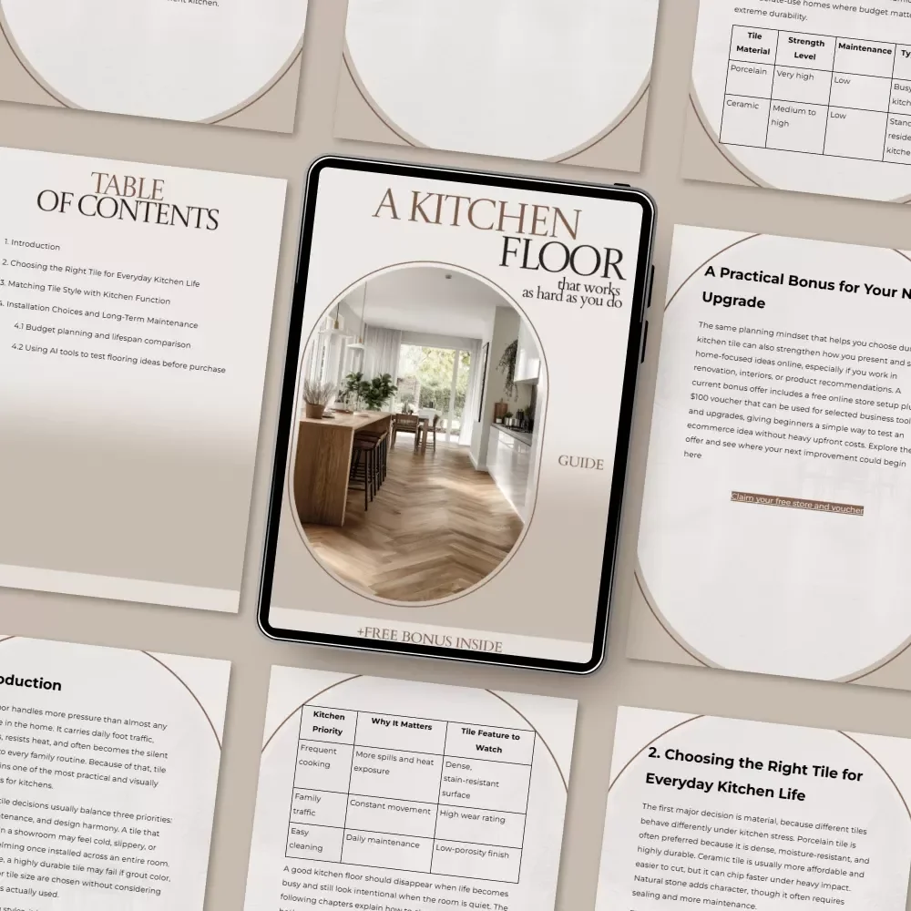 A Kitchen Floor That Works as Hard as You Do – The Ultimate Guide to tile flooring for kitchen | Smart Design, Durable Choices, Budget & AI Planning Tips