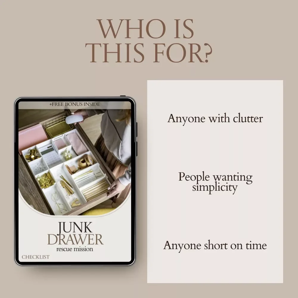 Junk Drawer Rescue Mission Checklist – How to Organize Junk Drawer Fast, Simple Home Organization Digital Download, Declutter Guide