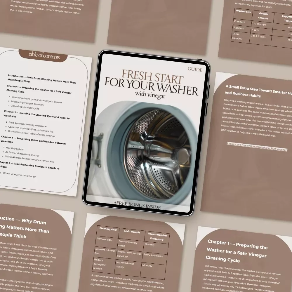 Fresh Start for Your Washer With Vinegar | Washing Machine Drum Cleaning with Vinegar Guide | Easy Step-by-Step Cleaning & Maintenance eBook