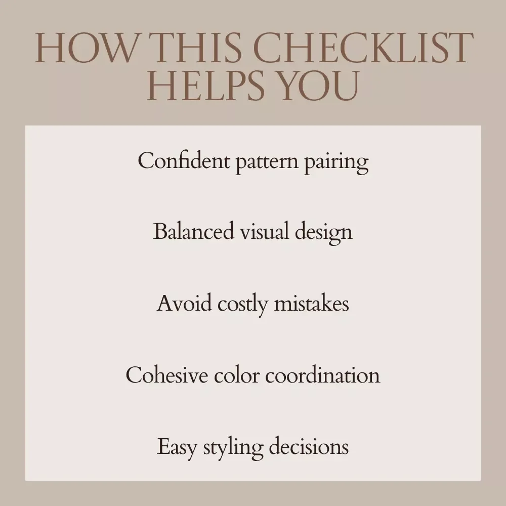 Mixing Prints Without the Chaos – How to Mix Patterns in Kitchen Checklist, Interior Styling Guide, Pattern Mixing Cheat Sheet, Kitchen Decor Planner