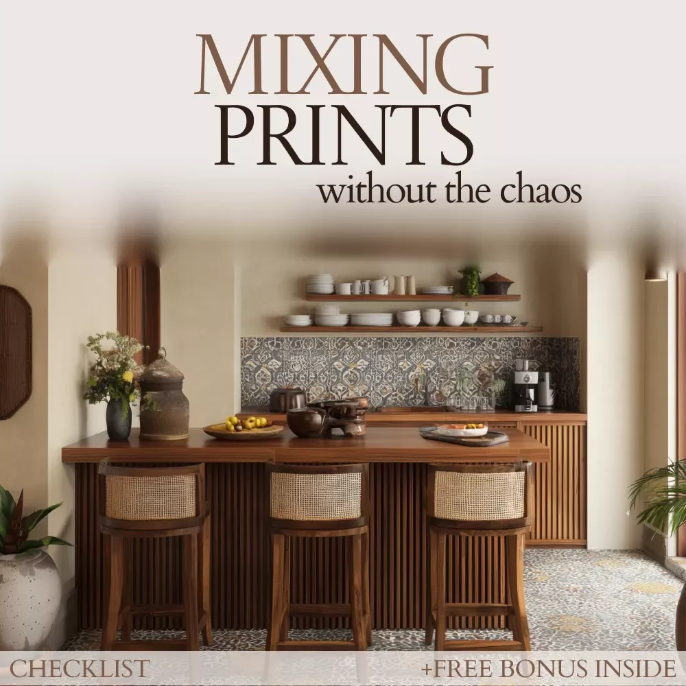 Mixing Prints Without the Chaos – How to Mix Patterns in Kitchen Checklist, Interior Styling Guide, Pattern Mixing Cheat Sheet, Kitchen Decor Planner