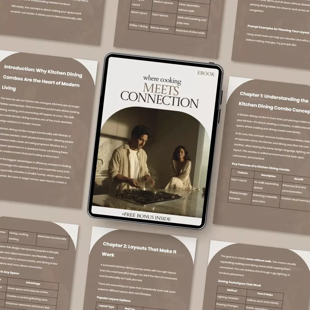 Where Cooking Meets Connection: Kitchen Dining Combo Ideas eBook, Modern Layout Guide, Smart Space Planning & Design Harmony for Stylish Homes