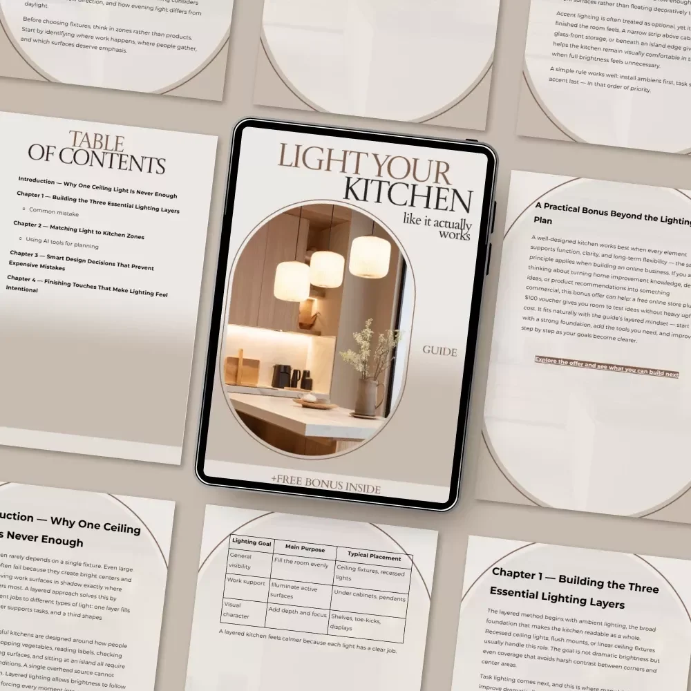 Light Your Kitchen Like It Actually Works — Kitchen Lighting Layered Approach Guide for Functional, Stylish, and Smart Kitchen Design