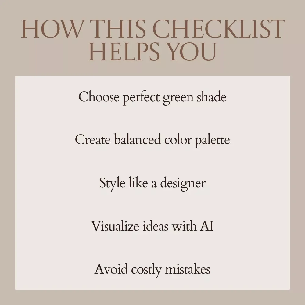 Green Kitchen Cabinets Checklist – Green Kitchen Cabinets Ideas Guide, Kitchen Design Planner, Cabinet Color Pairing Checklist, DIY Kitchen Styling Download
