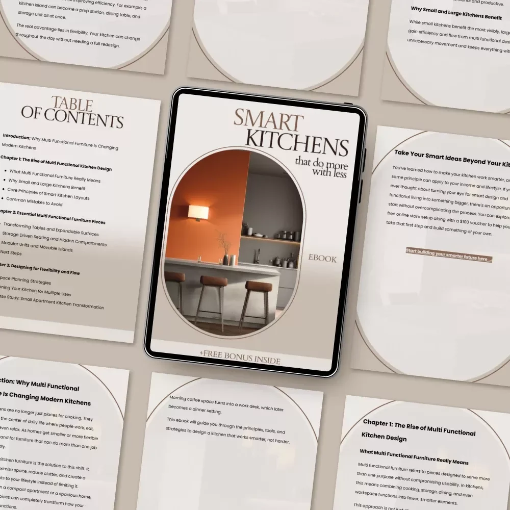 Smart Kitchens That Do More With Less – Multi Functional Kitchen Furniture Guide, Space Saving Kitchen Design eBook, Modern Kitchen Layout & Storage Solutions