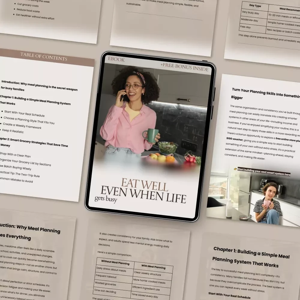 Eat Well Even When Life Gets Busy: Meal Planning for Busy Families eBook | Simple Weekly Planning System, Time-Saving Recipes & Grocery Strategies