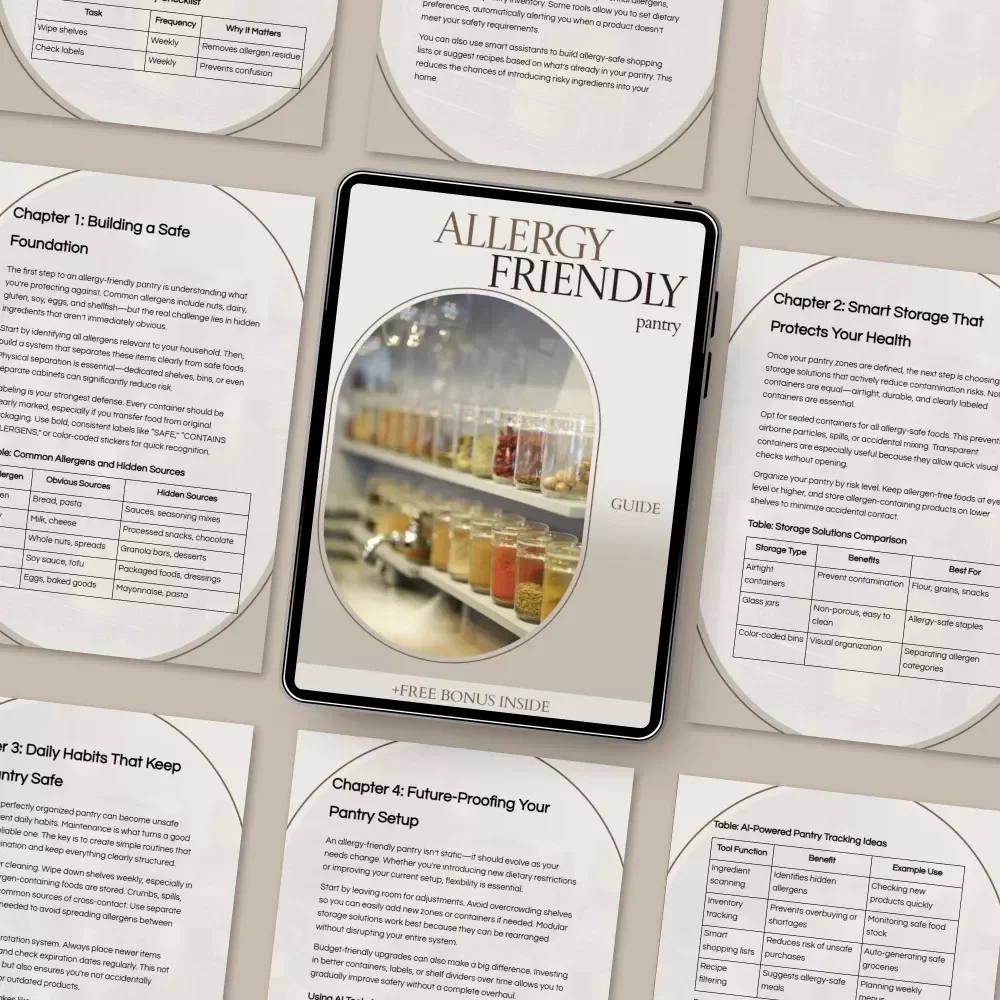 Allergy Friendly Pantry Guide | Allergy Friendly Pantry Organization eBook, Safe Food Storage Checklist, Allergen-Free Kitchen Setup Planner, Digital Download