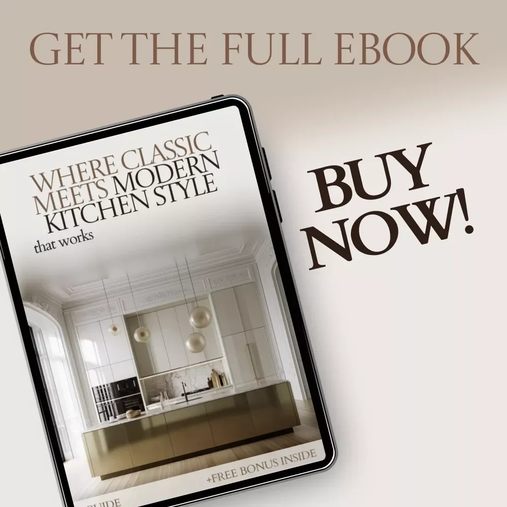 Where Classic Meets Modern Kitchen Style That Works | Transitional Kitchen Design eBook Guide | Timeless Kitchen Planning, Layout, Lighting & Decor Checklist