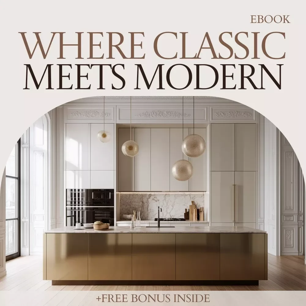 Where Classic Meets Modern Kitchen Style That Works | Transitional Kitchen Design eBook Guide | Timeless Kitchen Planning, Layout, Lighting & Decor Checklist