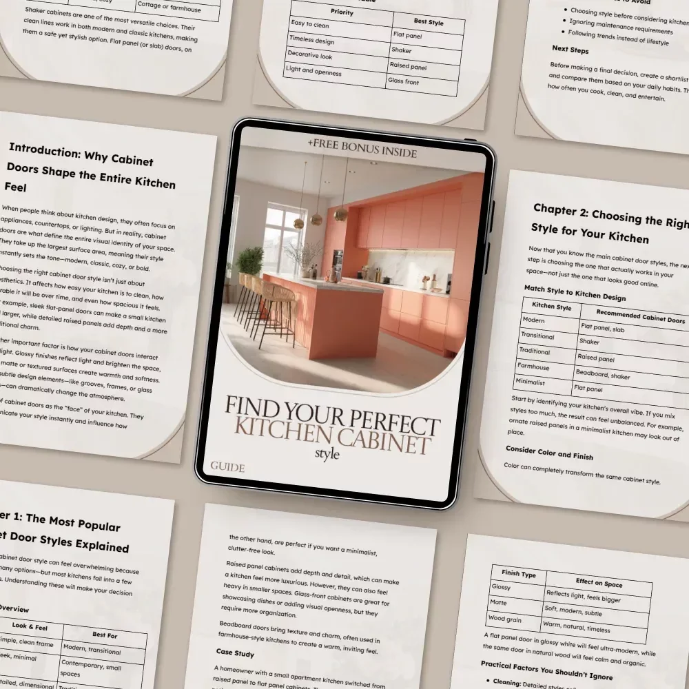 Find Your Perfect Kitchen Cabinet Style Guide | Kitchen Cabinet Door Styles, Design Planner, Materials & Finish Comparison, Remodel & Renovation Digital Download