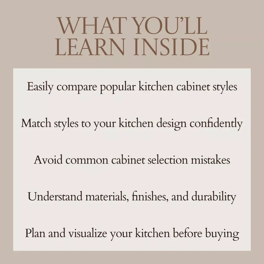 Find Your Perfect Kitchen Cabinet Style Guide | Kitchen Cabinet Door Styles, Design Planner, Materials & Finish Comparison, Remodel & Renovation Digital Download