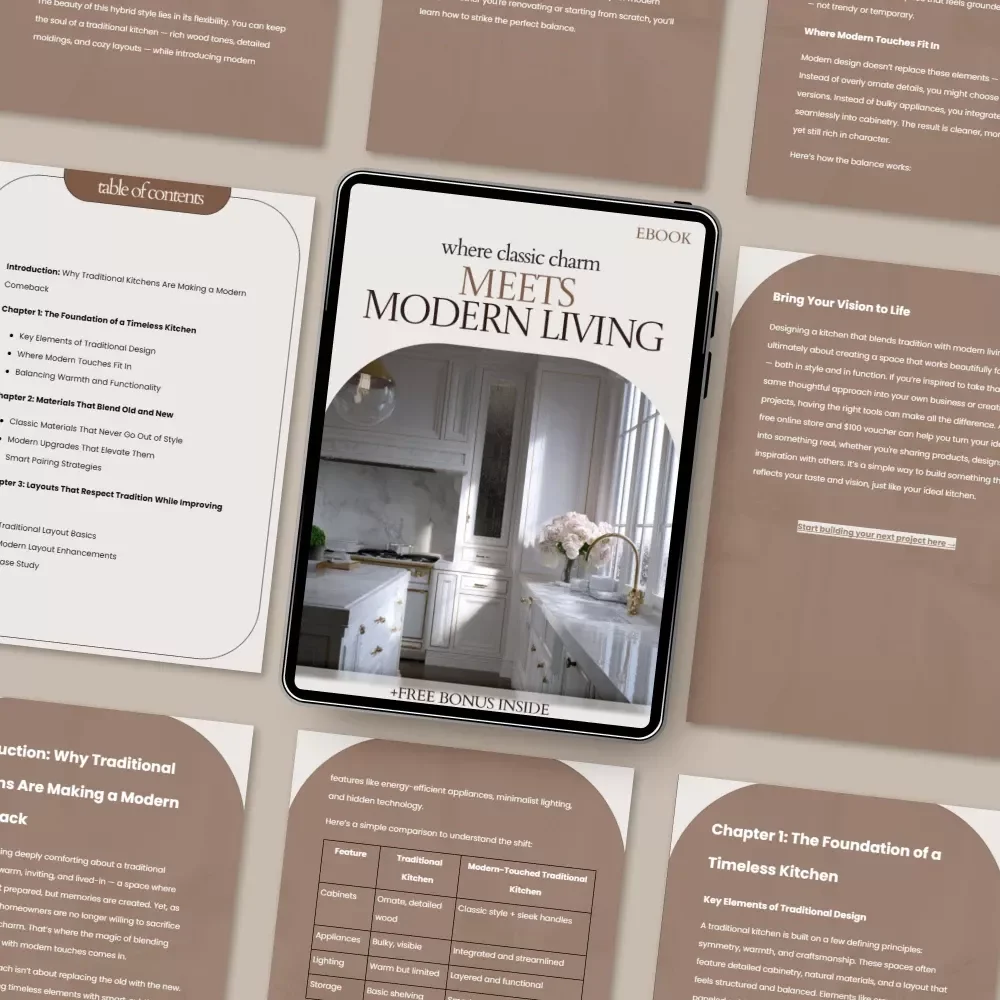 Where Classic Charm Meets Modern Living – Traditional Kitchen with Modern Touches eBook Guide, Timeless Design Ideas, Kitchen Layout, Materials & Styling Checklist