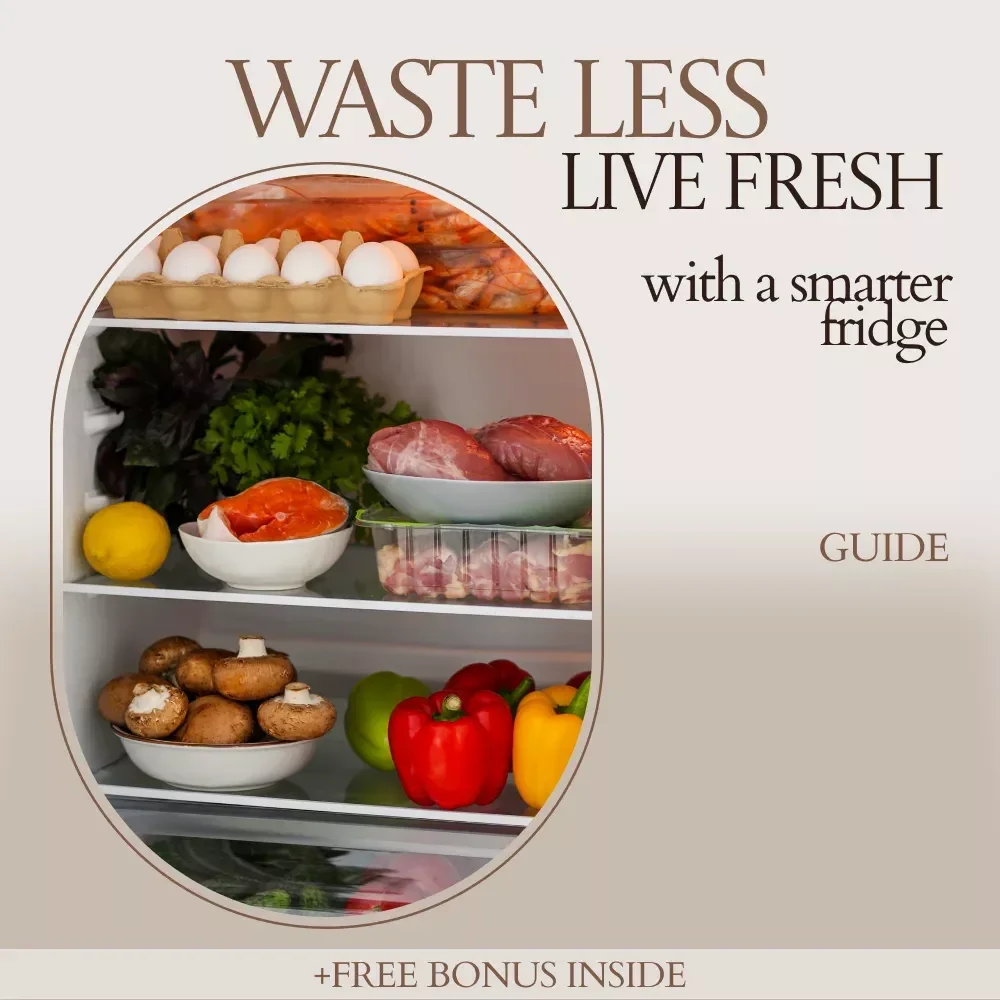 Waste Less Live Fresh with a Smarter Fridge | How to Organize Fridge for Zero Waste Guide | Fridge Organization eBook, Food Storage System, Zero Waste Kitchen Planner