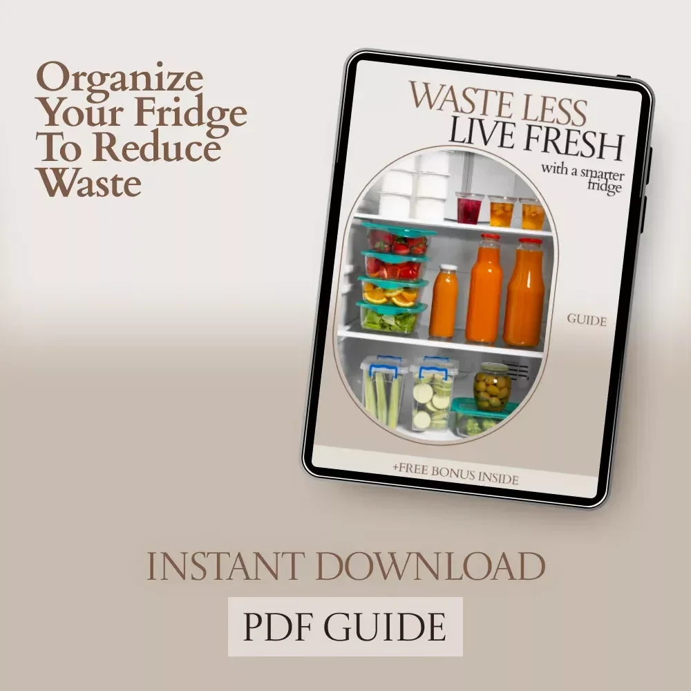 Waste Less Live Fresh with a Smarter Fridge | How to Organize Fridge for Zero Waste Guide | Fridge Organization eBook, Food Storage System, Zero Waste Kitchen Planner