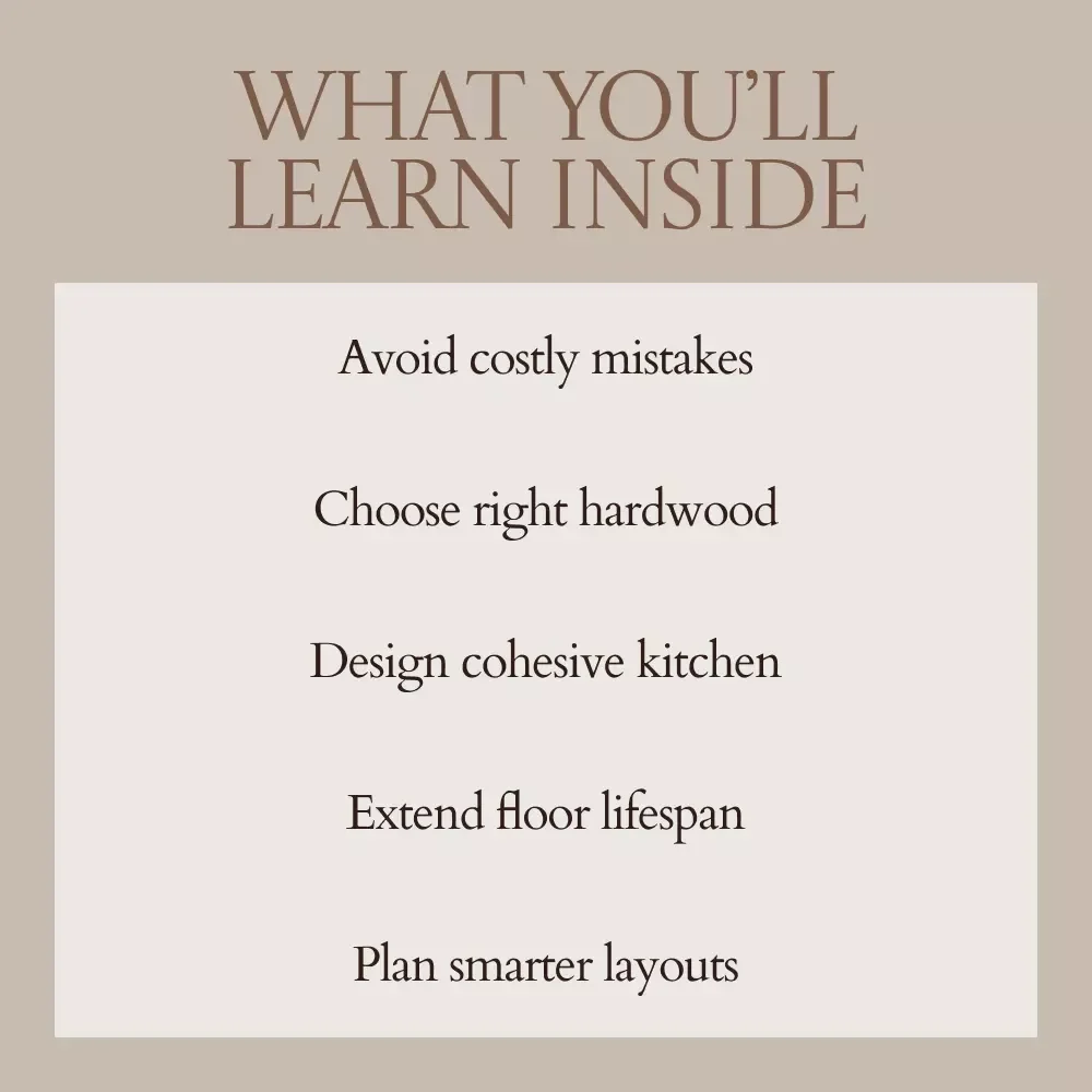Warm Wood Underfoot That Transforms Your Kitchen | Hardwood Floors in Kitchen Guide, Kitchen Flooring eBook, Interior Design Checklist