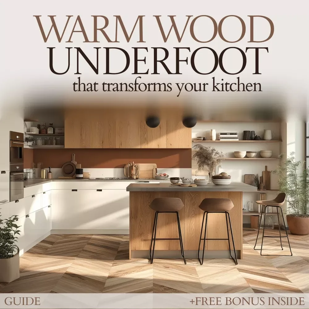 Warm Wood Underfoot That Transforms Your Kitchen | Hardwood Floors in Kitchen Guide, Kitchen Flooring eBook, Interior Design Checklist