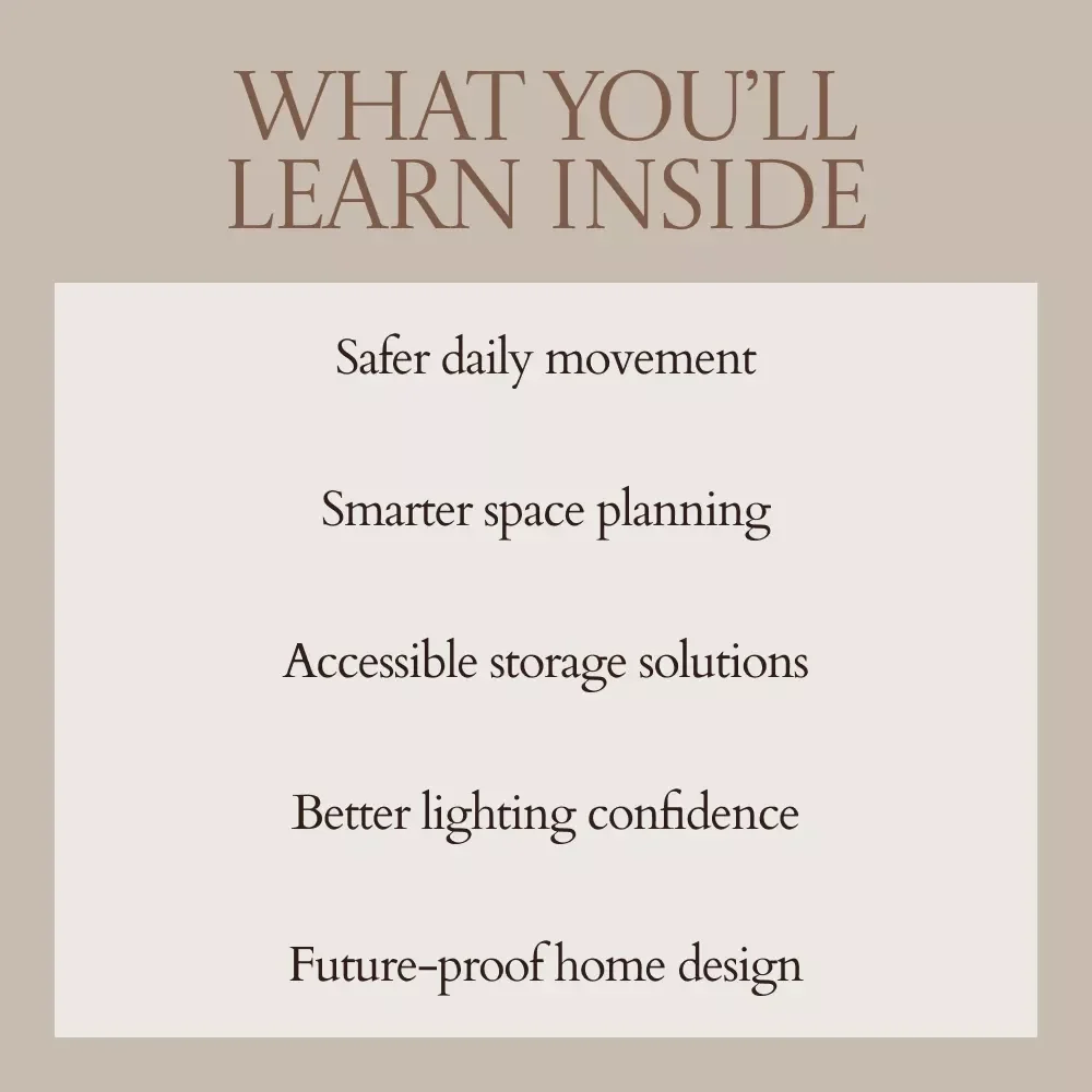 A Kitchen That Grows With You – how to design kitchen for aging in place eBook | Accessible Kitchen Planning Guide | Safety, Layout & Smart Home Checklist