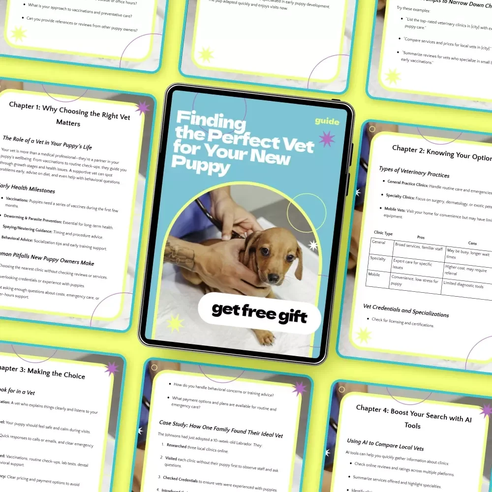 Finding the Perfect Vet for Your New Puppy – Complete Guide on how to choose a vet for new puppy, First-Time Puppy Owner Checklist & Vet Selection eBook