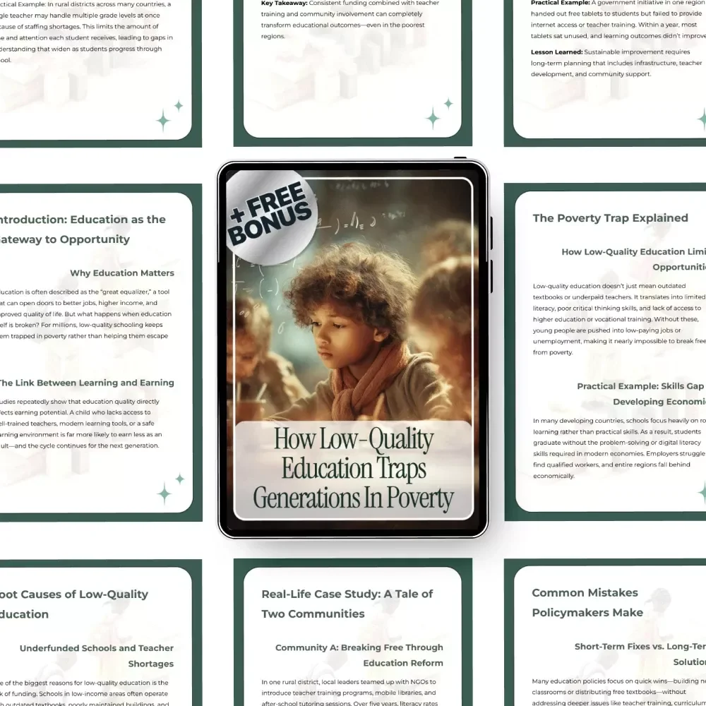 How Low-Quality Education Traps Generations in Poverty – In-Depth eBook on low quality education as a poverty trap, Education Inequality, Policy Reform & AI Solutions