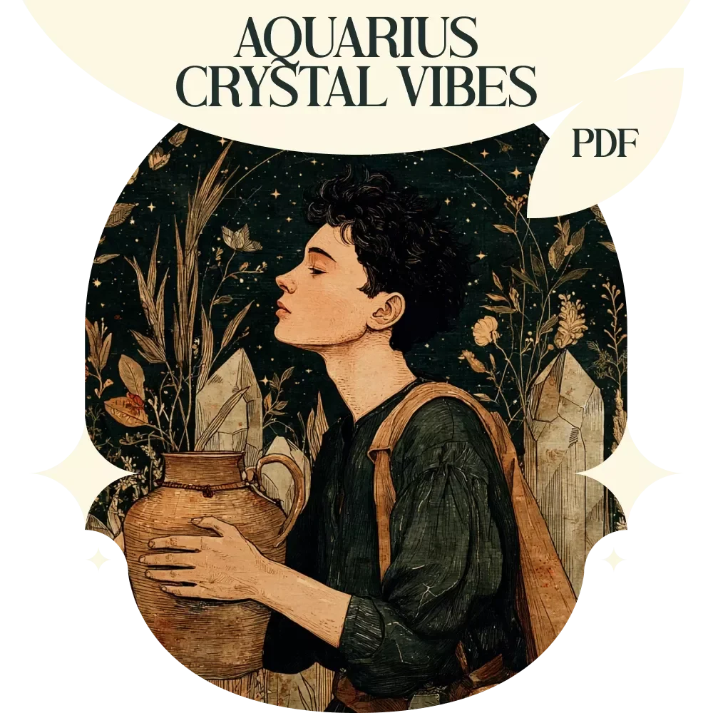 Aquarius Crystal Vibes – Best Crystals for Aquarius Zodiac Sign Guide, Aquarius Crystal Checklist, Aquarius Energy Healing eBook, Astrology Crystal Routine