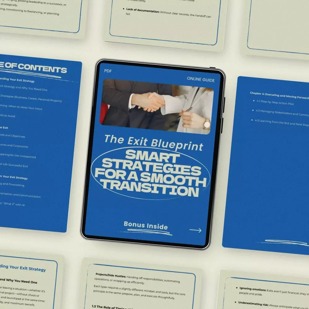 The Exit Blueprint: Smart Strategies for a Smooth Transition | Digital Guide on how to plan an exit strategy | Business, Career & Project Exit Planning eBook