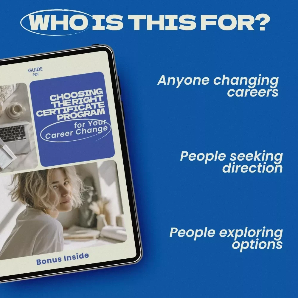 Choosing the Right Certificate Program for Your Career Change – Complete Guide on how to choose a certificate program for a career pivot, Career Switch Planner, Digital Download